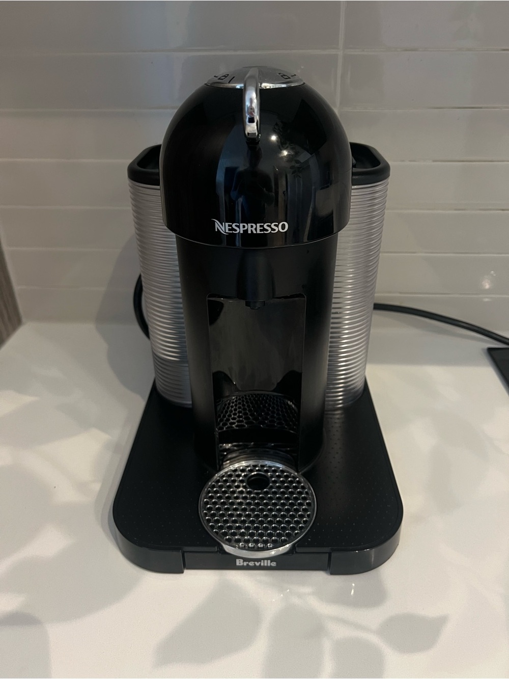 Nespresso Single-Serve Coffee Maker in Black and Silver